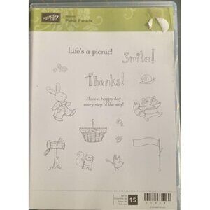 Stampin Up! "Picnic Parade" Rubber Stamp Set of 15